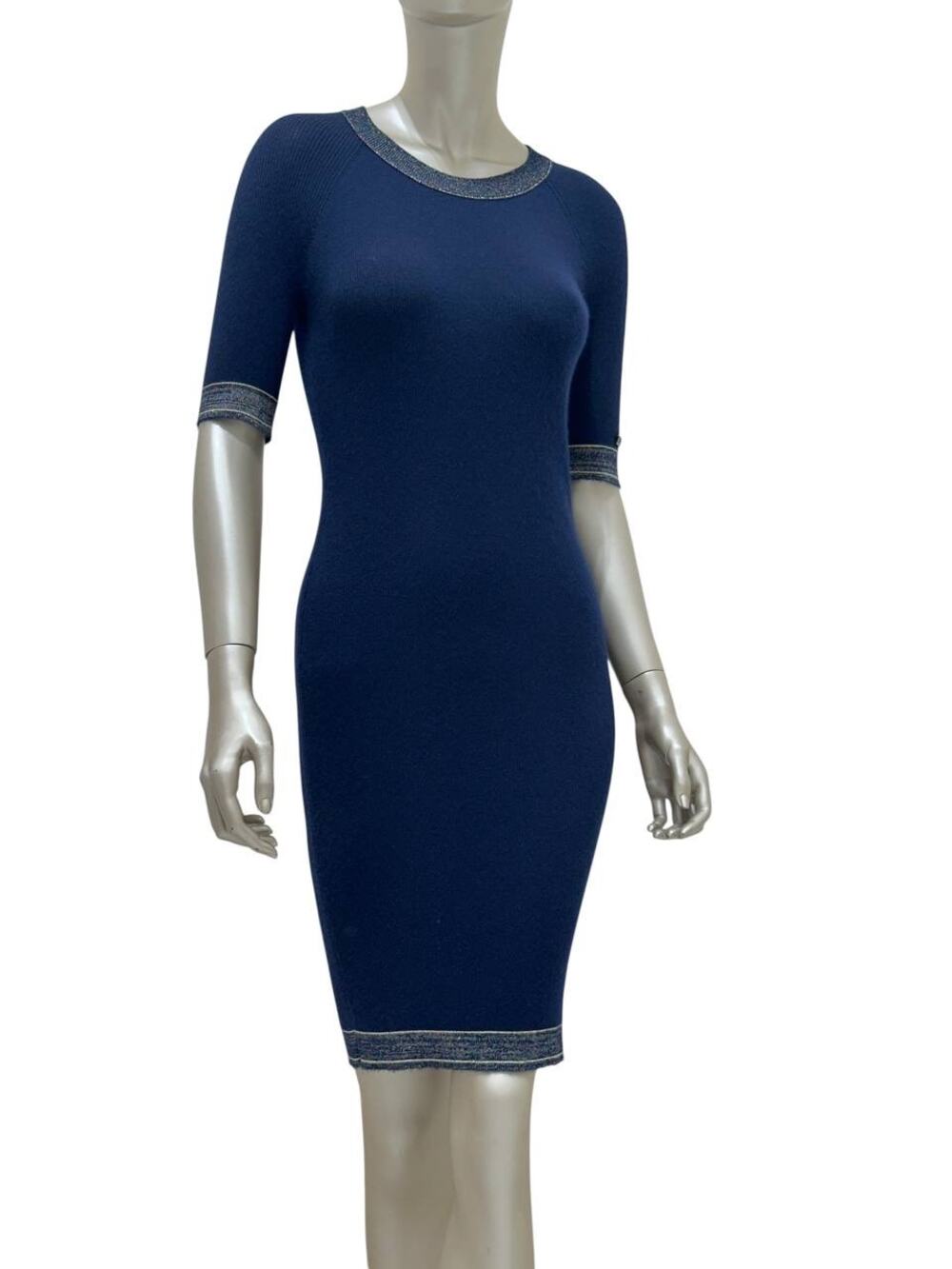 CHANEL Karl Lagerfeld Navy Cashmere Knit Dress Sz.38